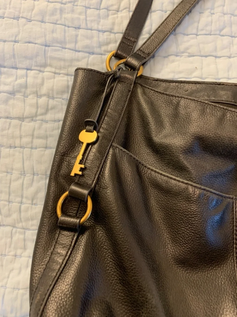 Fossil black leather handbag